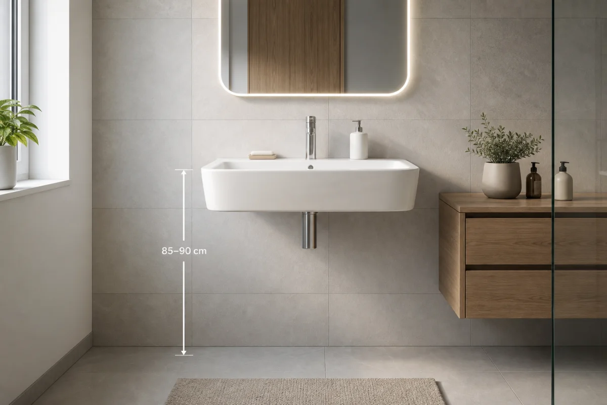 hauteur evac lavabo