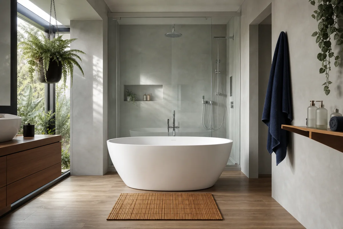 baignoire et douche en enfilade
