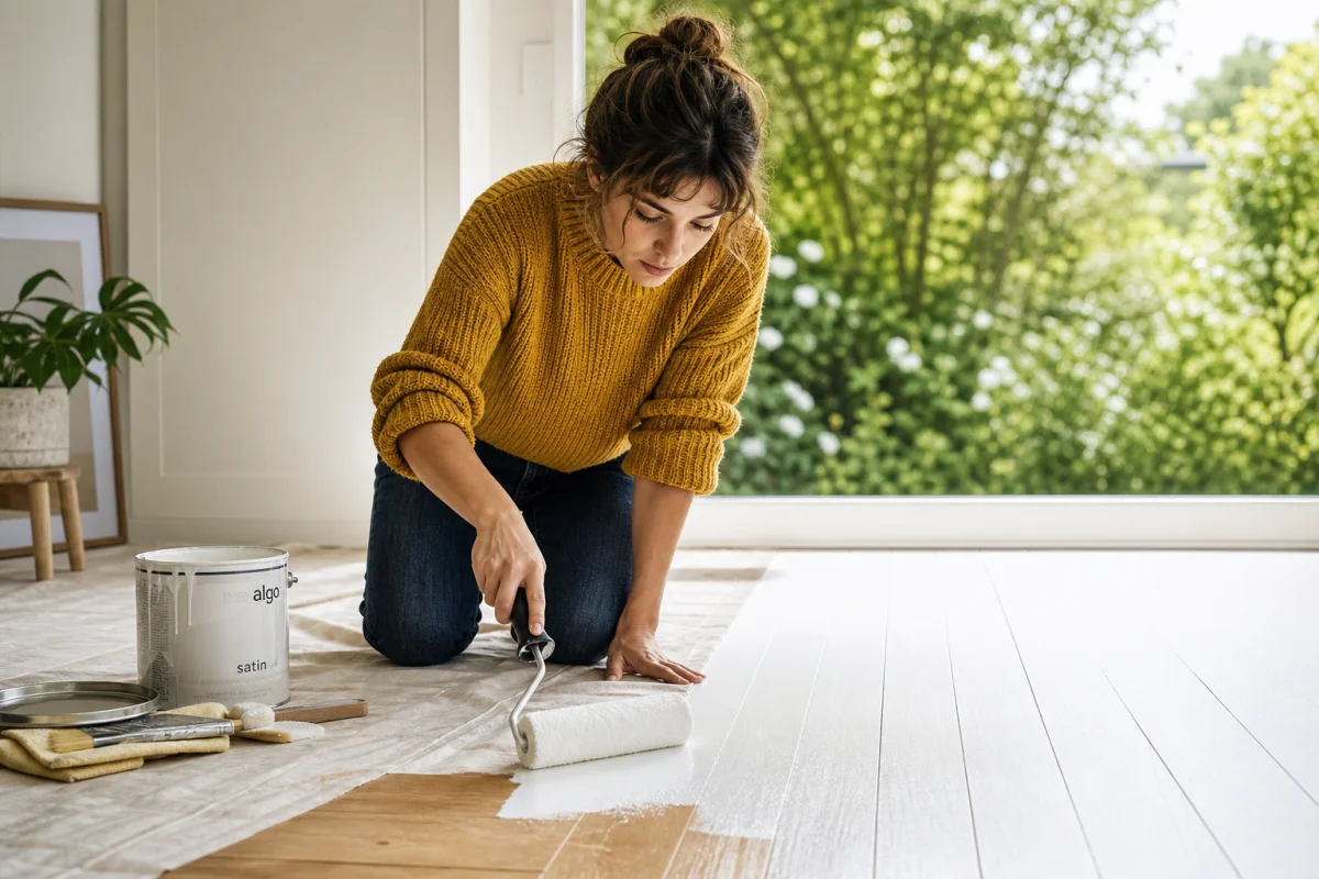 peindre un parquet en blanc